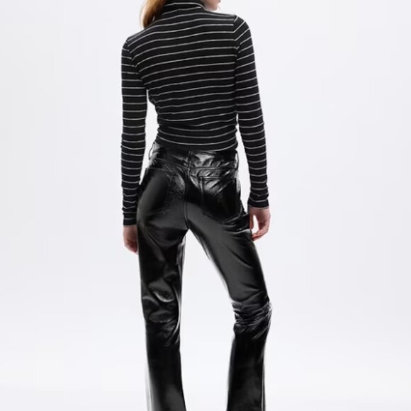 Gap Mid Rise Vegan Patent Leather Baby Boot Pants - Picture 3 of 4